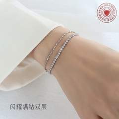 Nihaojewelry bracelet double couche en acier au titane et zircon en or 18 carats Bijoux en gros