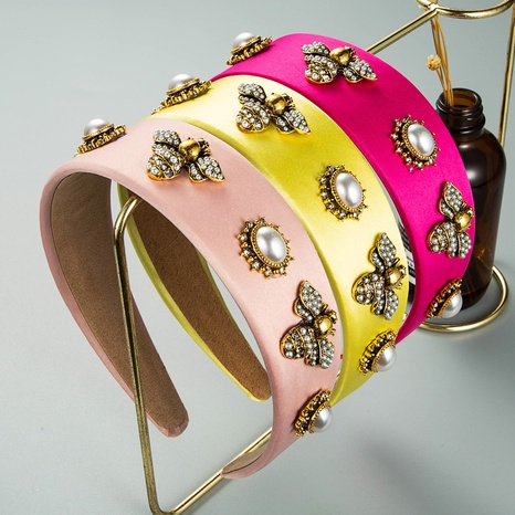 Großhandel Schmuck Retro Strass Opal Perle Bienenform Haarband nihaojewelry's discount tags