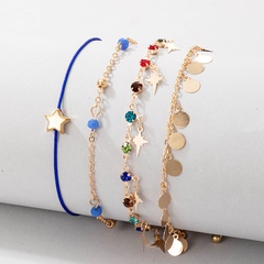 Nihaojewelry jewelry wholesale disc diamond five-star star tassel anklet