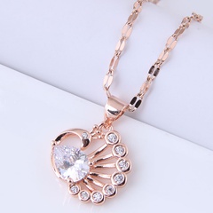 Nihaojewelry jewelry wholesale simple peacock pendent copper inlaid zircon necklace