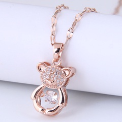 Nihaojewelry jewelry wholesale copper inlaid zircon cute bear pendent necklace