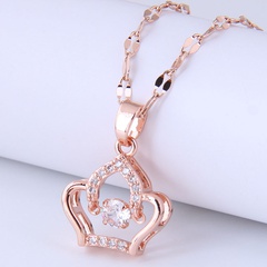 Nihaojewelry jewelry wholesale simple crown copper inlaid zircon pendent necklace