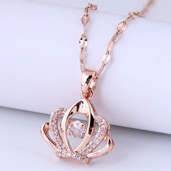 Nihaojewelry jewelry wholesale simple crown pendent copper inlaid zircon necklace
