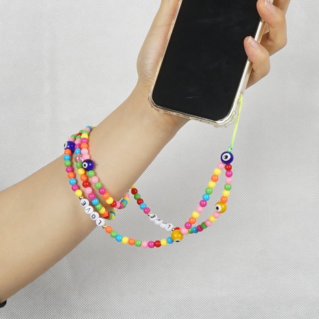 ethnic glass eye woven resin beaded mobile phone chain's discount tags