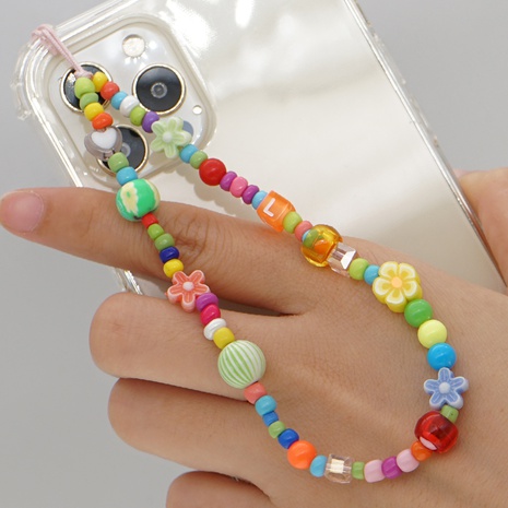 simple candy color beads mobile phone lanyard's discount tags