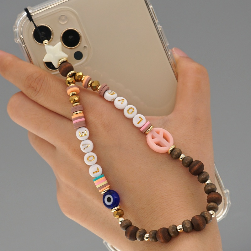 Simple bohemian beads mobile phone chain