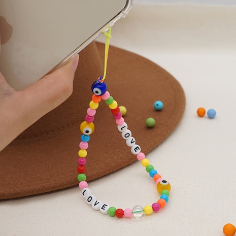 ethnic woven color beads mobile phone chain's discount tags