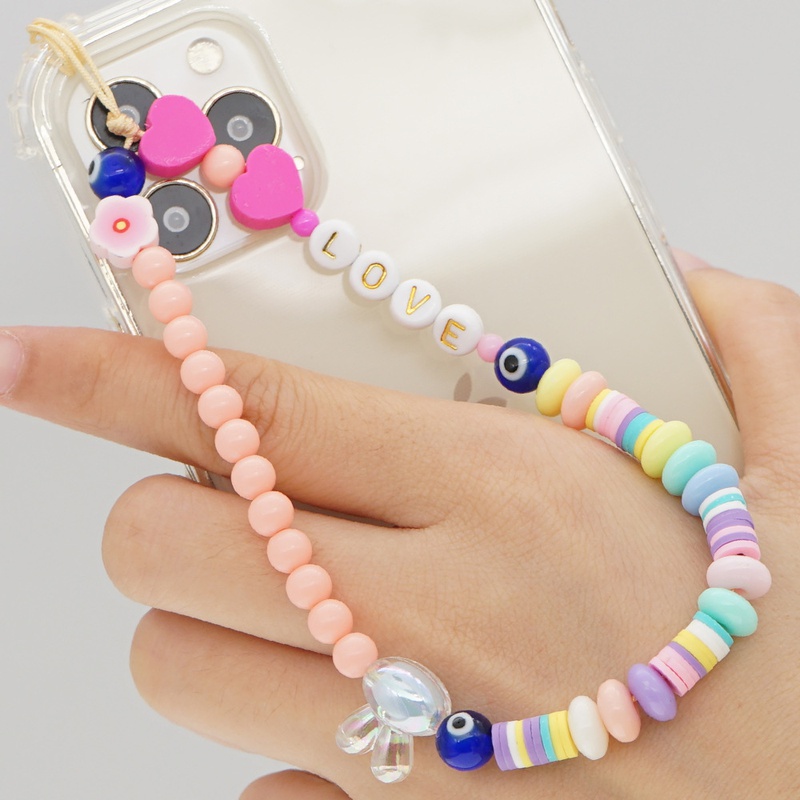 Simple Bohemian ethnic beads eyes mobile phone chain