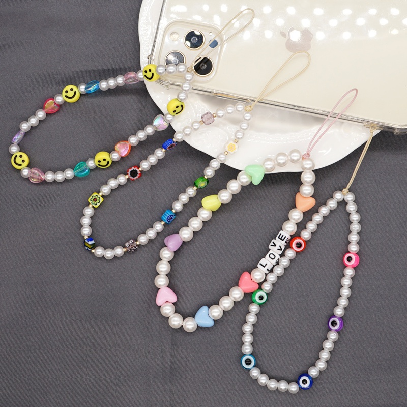 fashion pearl flower beads mobile phone chain