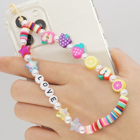 simple fashion fruit letter beaded mobile phone lanyard's discount tags