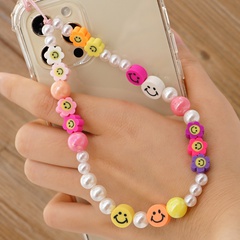 simple fashion smiley face imitation pearl mobile phone chain