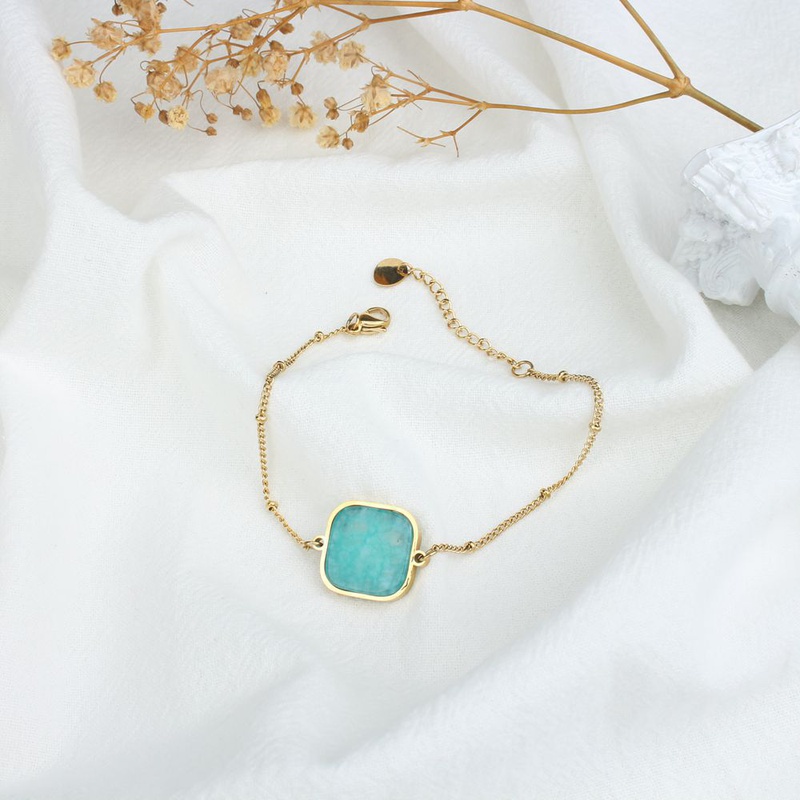 Bracelet en acier inoxydable turquoise simple de mode corenne