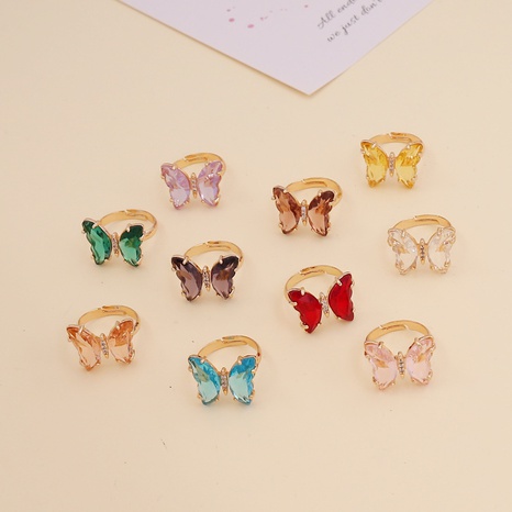 anillo ajustable de apertura de mariposa de circón de moda al por mayor's discount tags