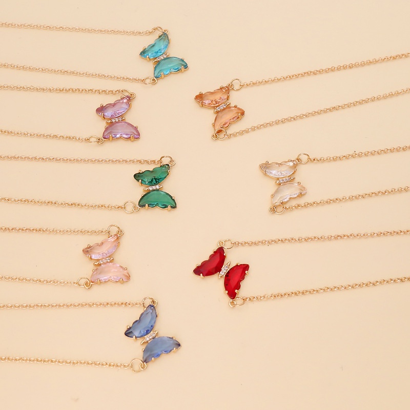 wholesale fashion multicolor butterfly pendent copper necklace