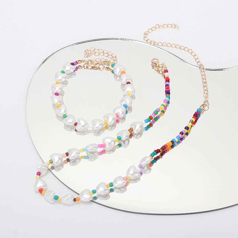 Bijoux Fantaisie Parures Bijoux | Ensemble De Combinaison De Bracelet De Collier De Perles De Coeur De Style Ethnique - EI78056
