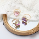 Korean geometric alloy crystal heartshaped ring wholesalepicture10