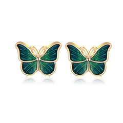 boucles d'oreilles papillon vert foncé rétro simples créatives