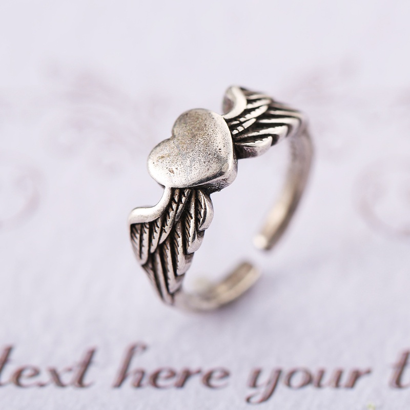 retro heart crying face expression alloy ring wholesale