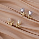 Retro tulip pearl threedimensional flower branch earringspicture9