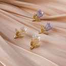 Retro tulip pearl threedimensional flower branch earringspicture11