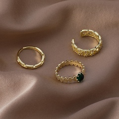 fashion emerald micro-inlaid zircon geometric copper ring