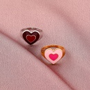 fashion double heart contrast color alloy dripping ringpicture13
