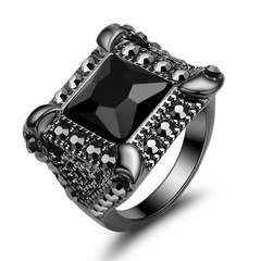 fashion black agate diamond geometric ring wholesale