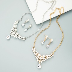 fashion pearl rhinestone earrings necklace set