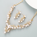 retro flowers leaf inlaid pearl rhinestone earrings necklace setpicture10