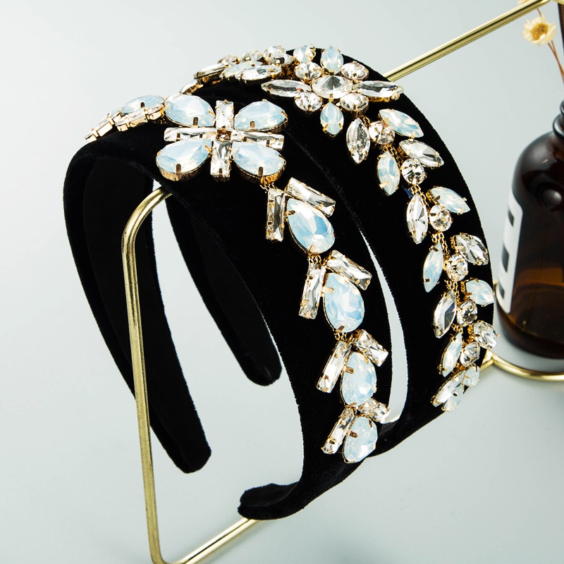 fashion water drop shaped glass drill flower headband