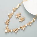 fashion golden leaf butterfly inlaid pearl rhinestone earrings necklace setpicture9