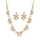 fashion golden leaf butterfly inlaid pearl rhinestone earrings necklace setpicture12