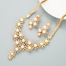 fashion multilayer alloy pearl flower earrings necklace setpicture10