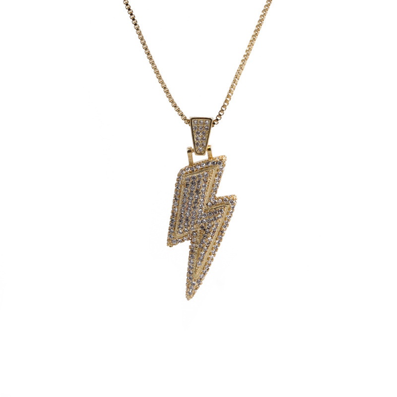 wholesale fashion gold lightning pendant copper necklace