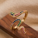 fashion zodiac snake real gold electroplated copper inlaid zirconium open ringpicture10
