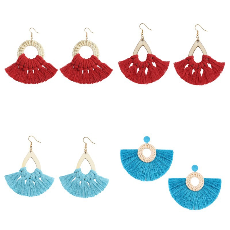 geometric retro ethnic style handwoven earrings