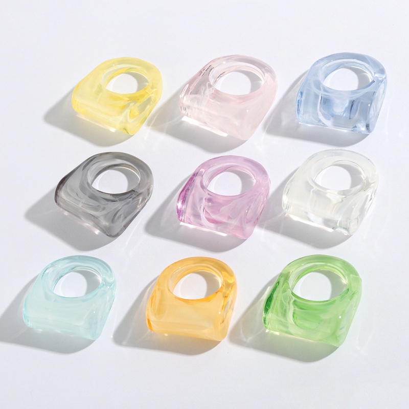 Simple Geometric Transparent Resin Ring Wholesale
