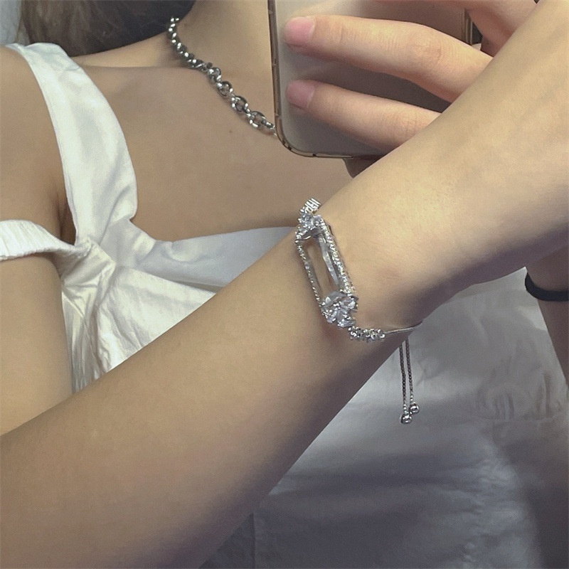 fashion luminous gemstone adjustable drawstring zircon bracelet