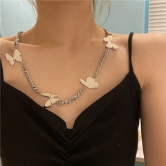 fashion geometric three-dimensional butterfly titanium steel necklace