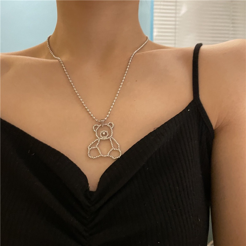 simple diamond bear pendant necklace wholesale