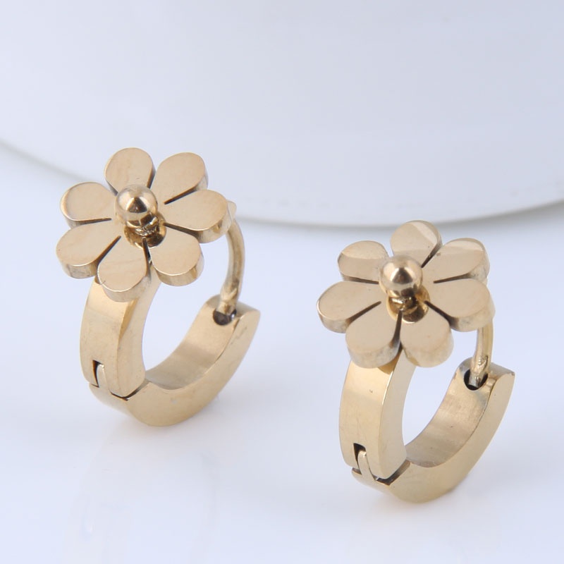 Korean titanium steel chrysanthemum earrings
