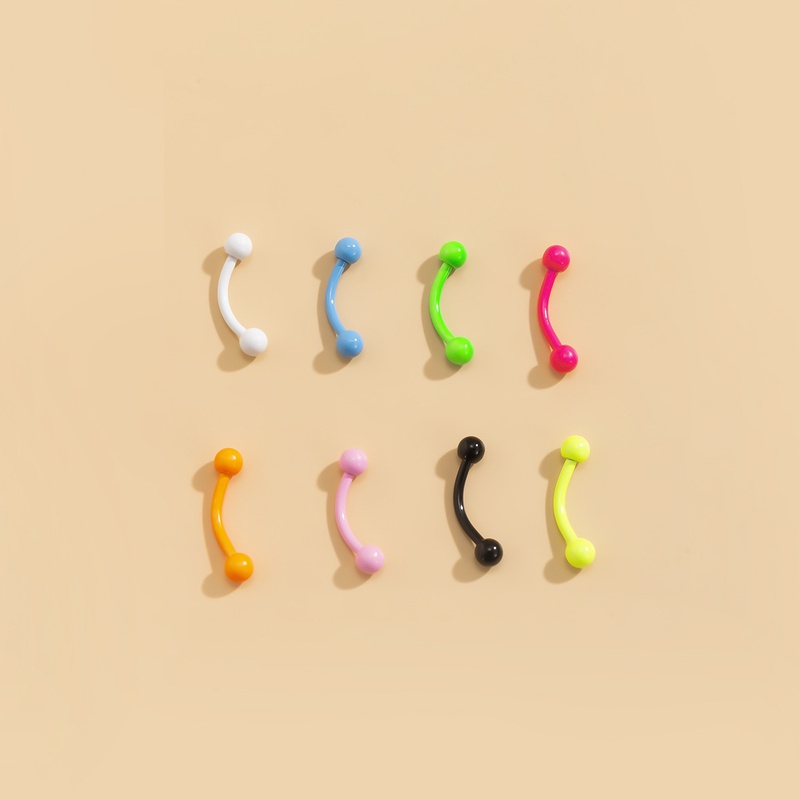 Punk simple fluorescent color Cshaped stainless steel earrings set