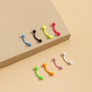 Punk simple fluorescent color Cshaped stainless steel earrings setpicture11