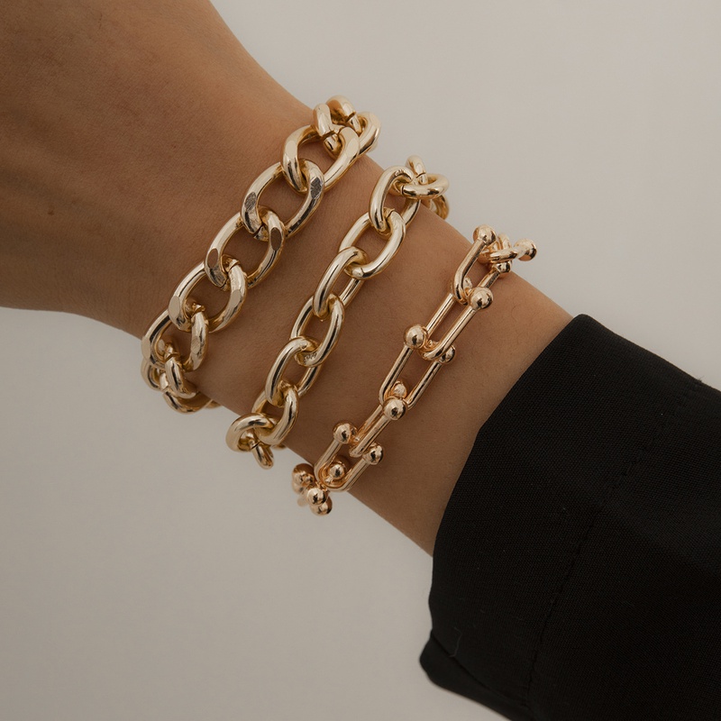 fashion glossy multilayer hollow cross aluminum chain bracelet
