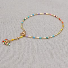 simple ethnic style rainbow rice beads hand-woven tassel small bracelet women