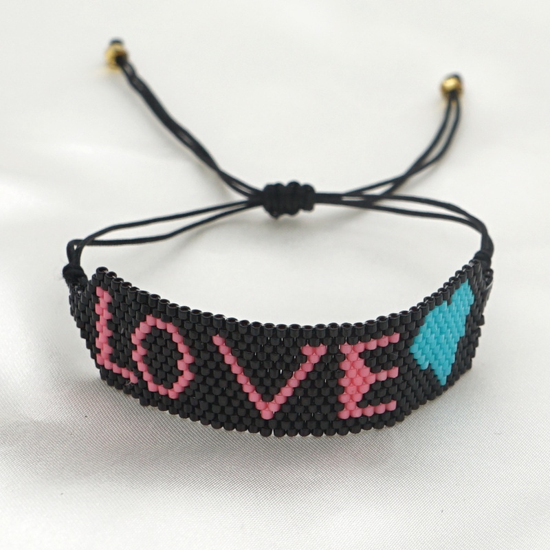 bohemia style rice beads handwoven letters bracelet