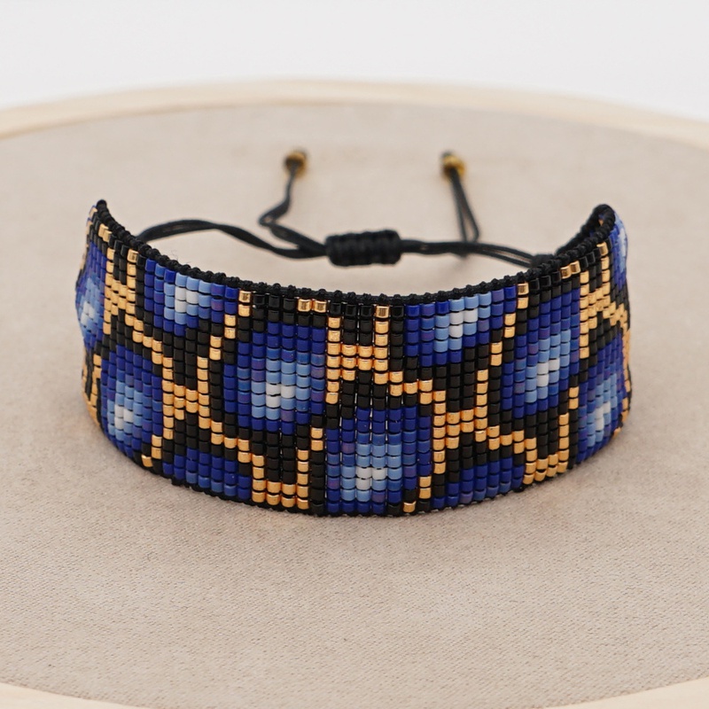 ethnic style leopard beaded handwoven irregular rice bead bracelet