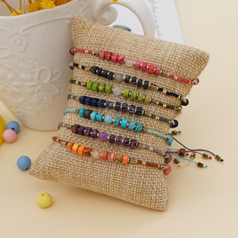 simple rice beads emperor pine stone handwoven beaded small bracelet