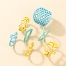simple color flower star elephant mesh color ring 7piece setpicture8
