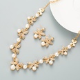 fashion golden leaf butterfly inlaid pearl rhinestone earrings necklace setpicture13